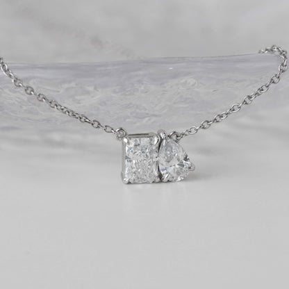 Toi Et Moi Labgrown DIamond Necklace - Radiant/Pear