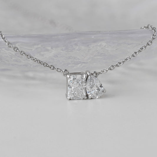 Toi Et Moi Labgrown DIamond Necklace - Radiant/Pear