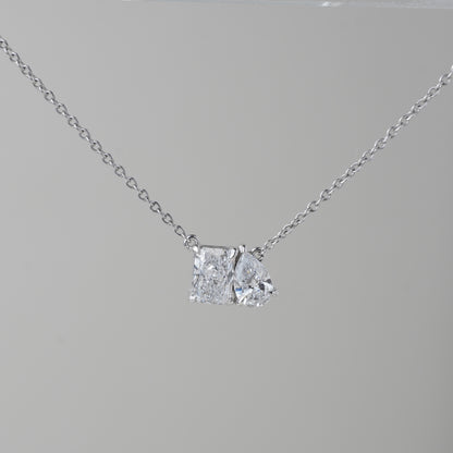 Toi Et Moi Labgrown DIamond Necklace - Radiant/Pear