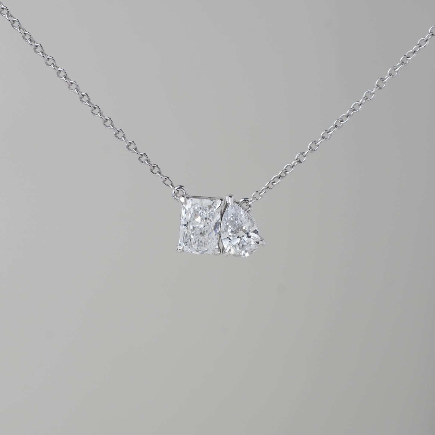 Toi Et Moi Labgrown DIamond Necklace - Radiant/Pear