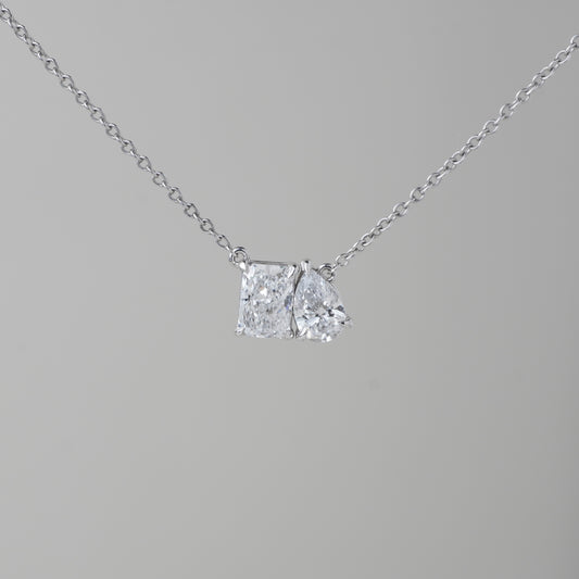 Toi Et Moi Labgrown DIamond Necklace - Radiant/Pear