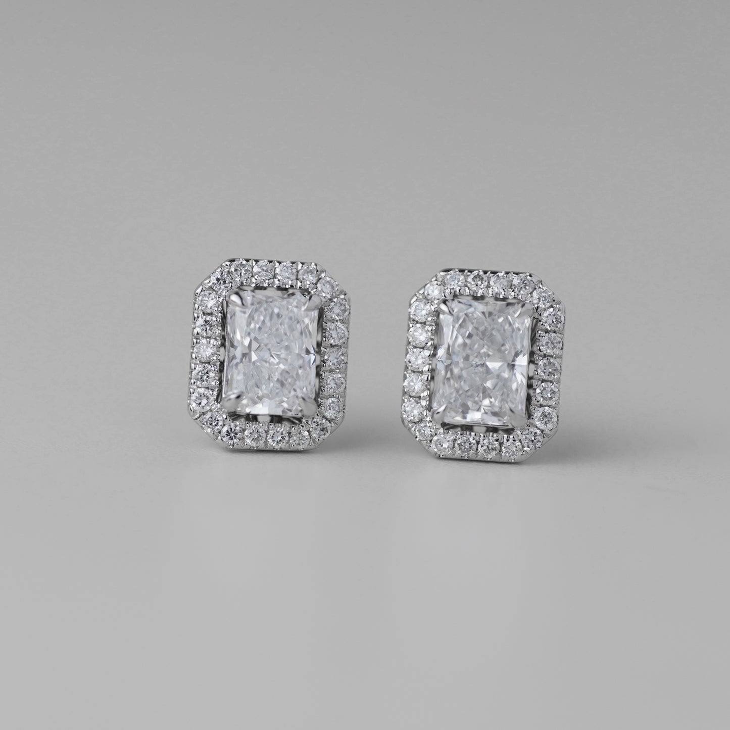 0.5CT Radiant Petal Halo Lab Grown Diamond Earrings