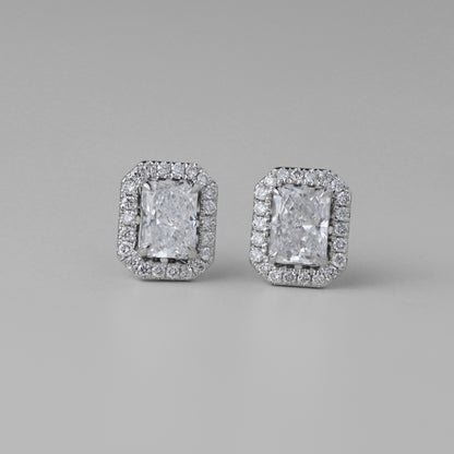 0.5CT Radiant Petal Halo Lab Grown Diamond Earrings