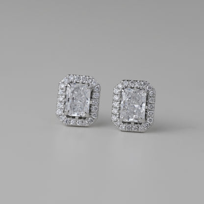 0.5CT Radiant Petal Halo Lab Grown Diamond Earrings