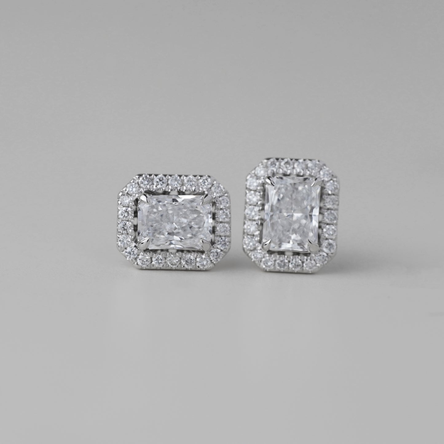 0.5CT Radiant Petal Halo Lab Grown Diamond Earrings