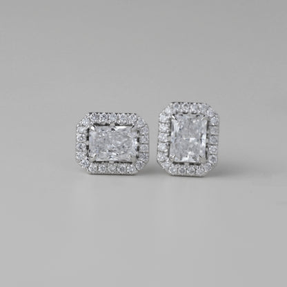 0.5CT Radiant Petal Halo Lab Grown Diamond Earrings