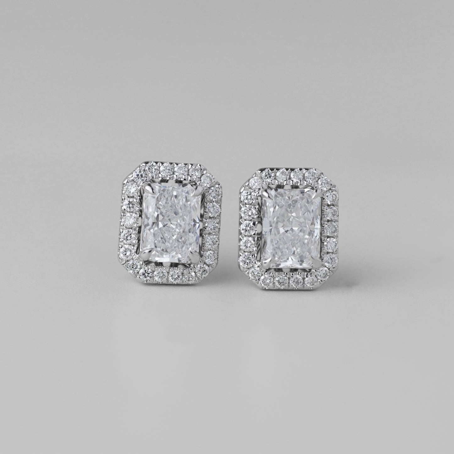 0.5CT Radiant Petal Halo Lab Grown Diamond Earrings