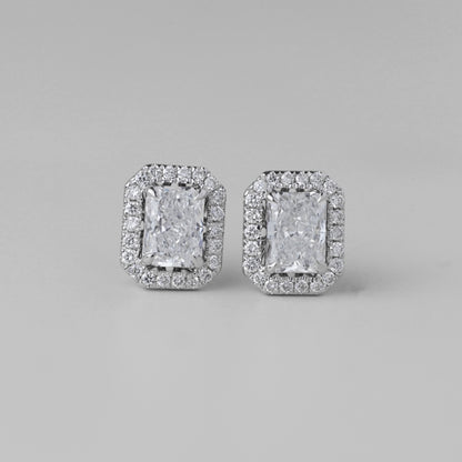 0.5CT Radiant Petal Halo Lab Grown Diamond Earrings